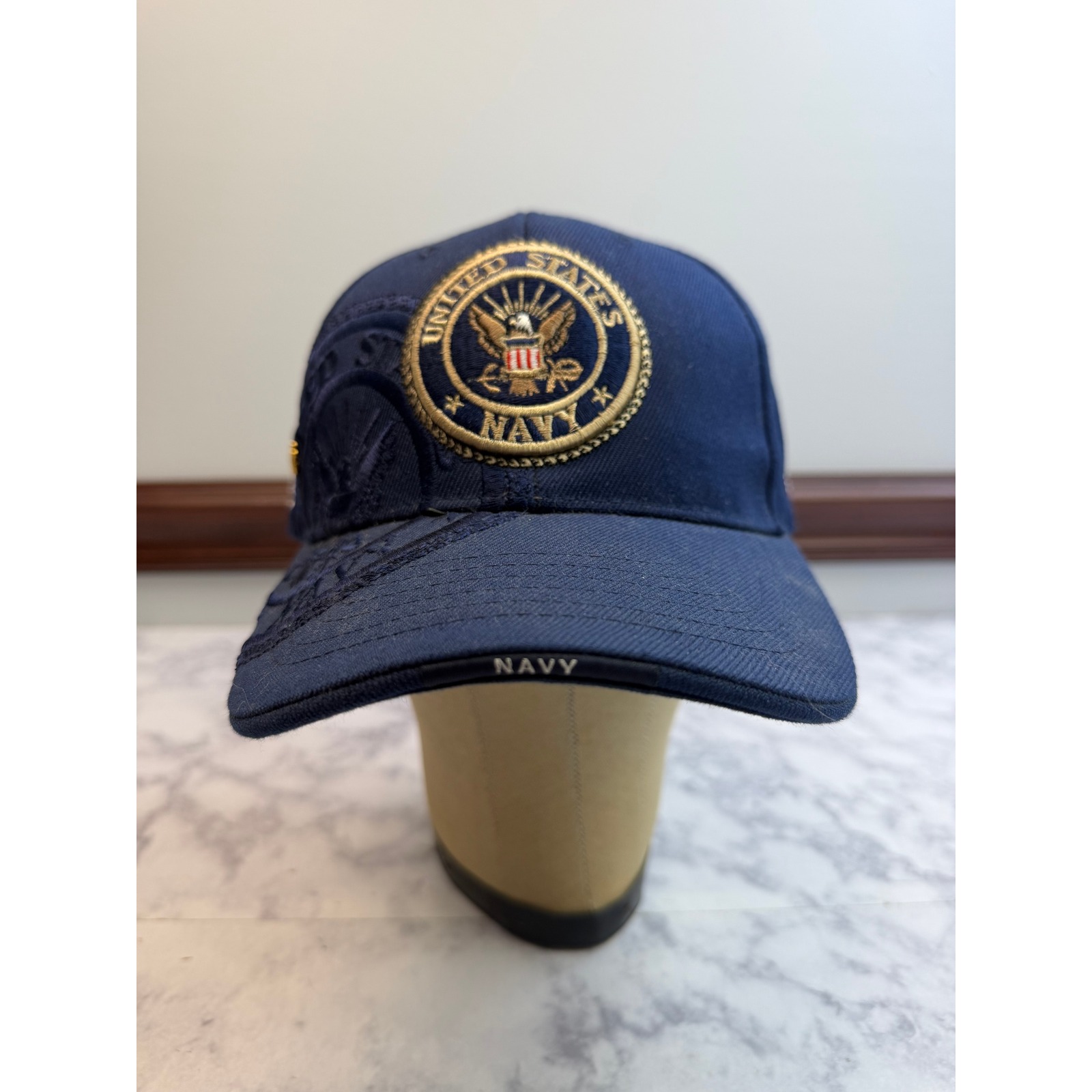City Hunter Us Navy Baseball Cap Navy Blue Gold Seal Embroidered Hat Adjustable